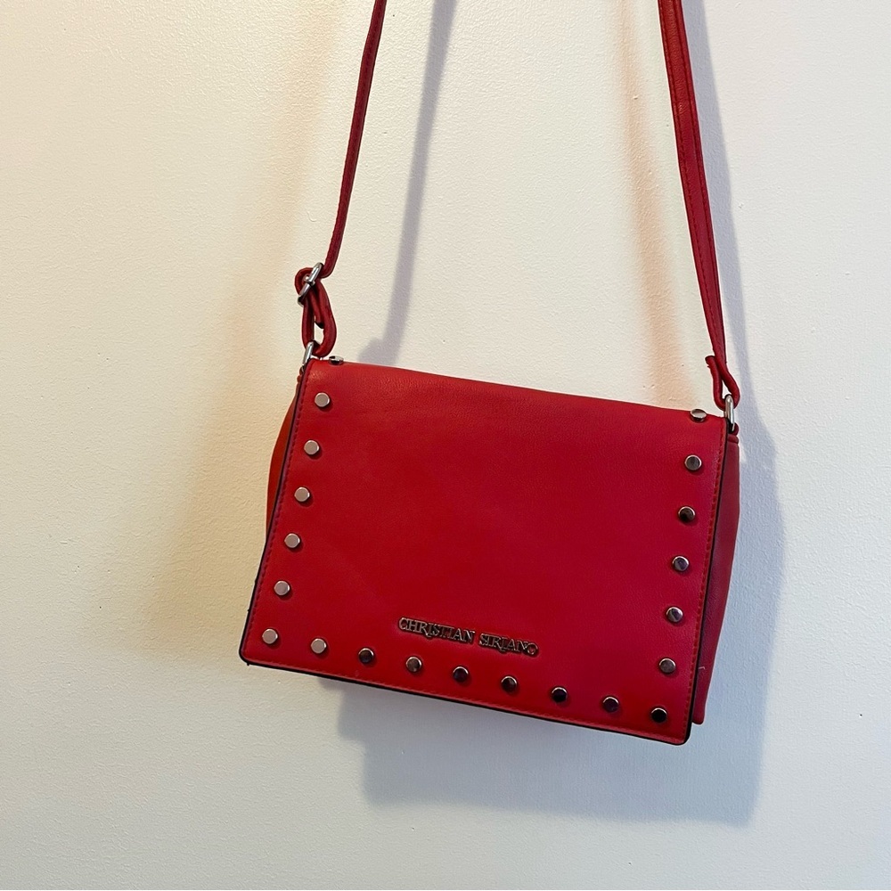 Christian Siriano Bold Red Studded Crossbody Bag